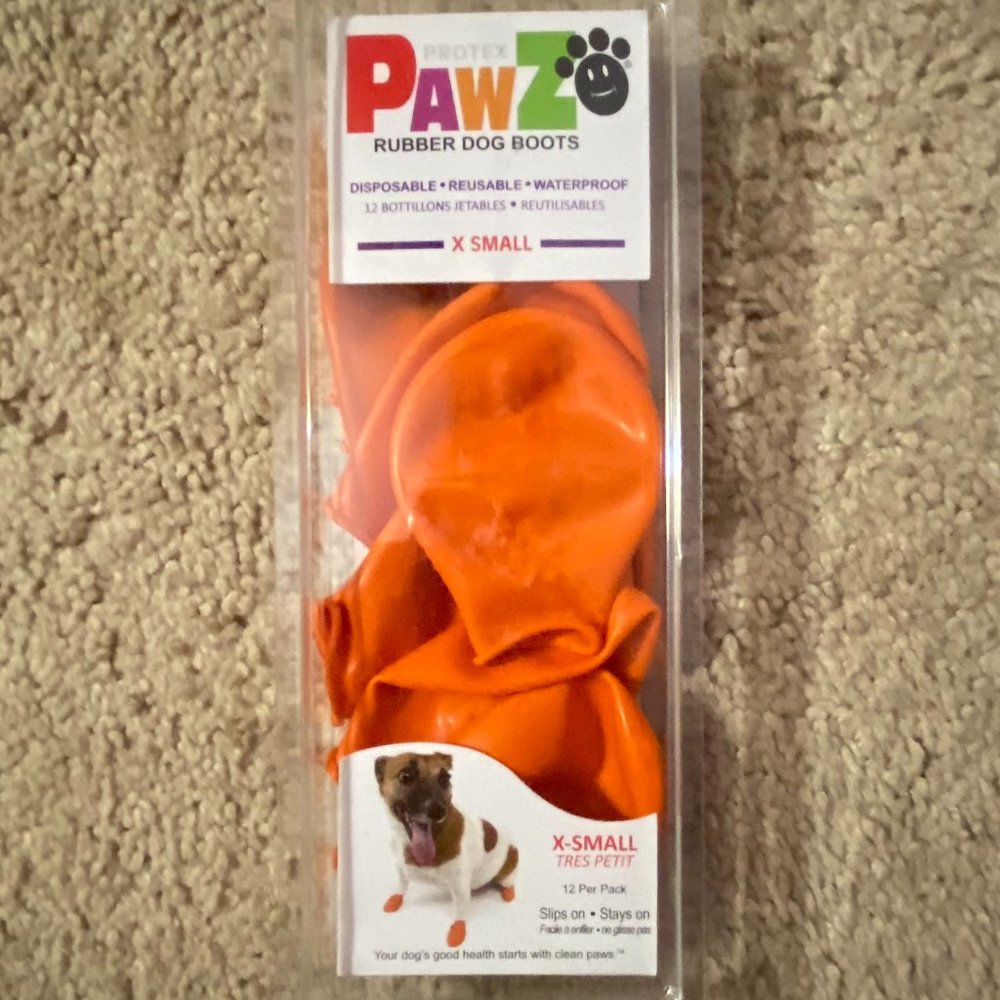 PawZ Rubber Dog Boots Orange Reusable Disposable Waterproof 12PK Size X …